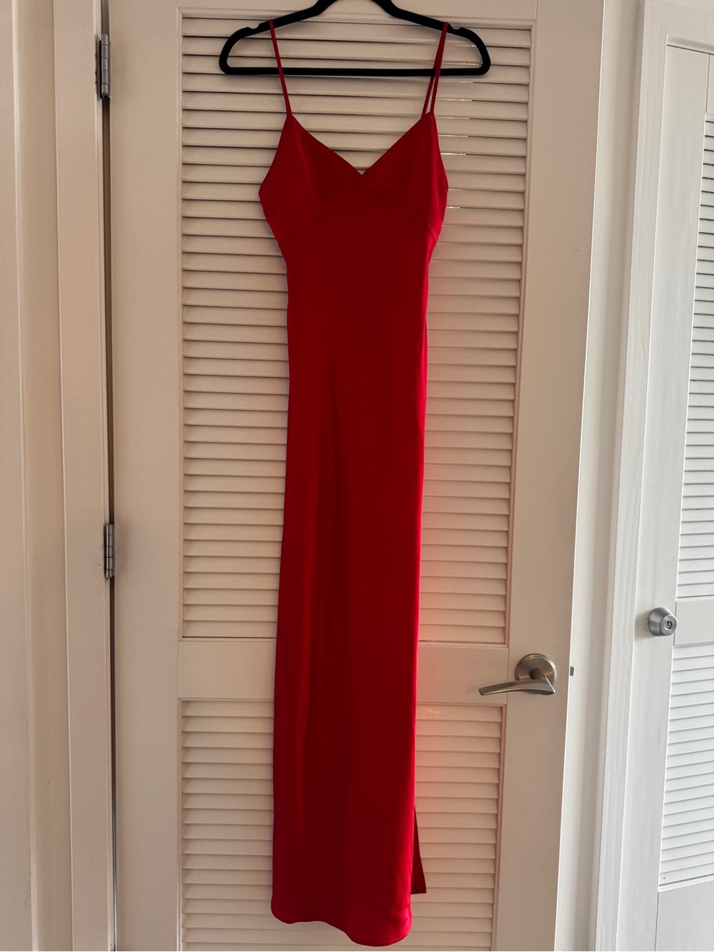 Massimo Dutti Long Red Satin Camisole Dress